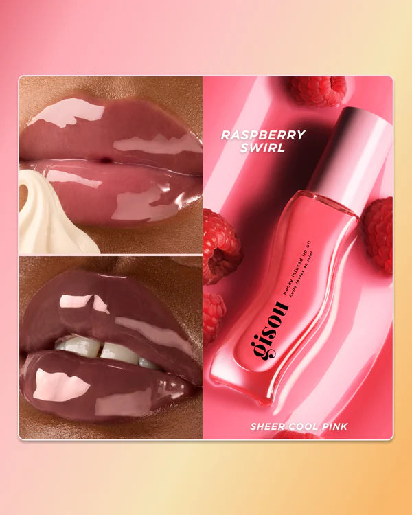 Honey Infused Hydrating Lip Oil Gisou Raspberry Swirl