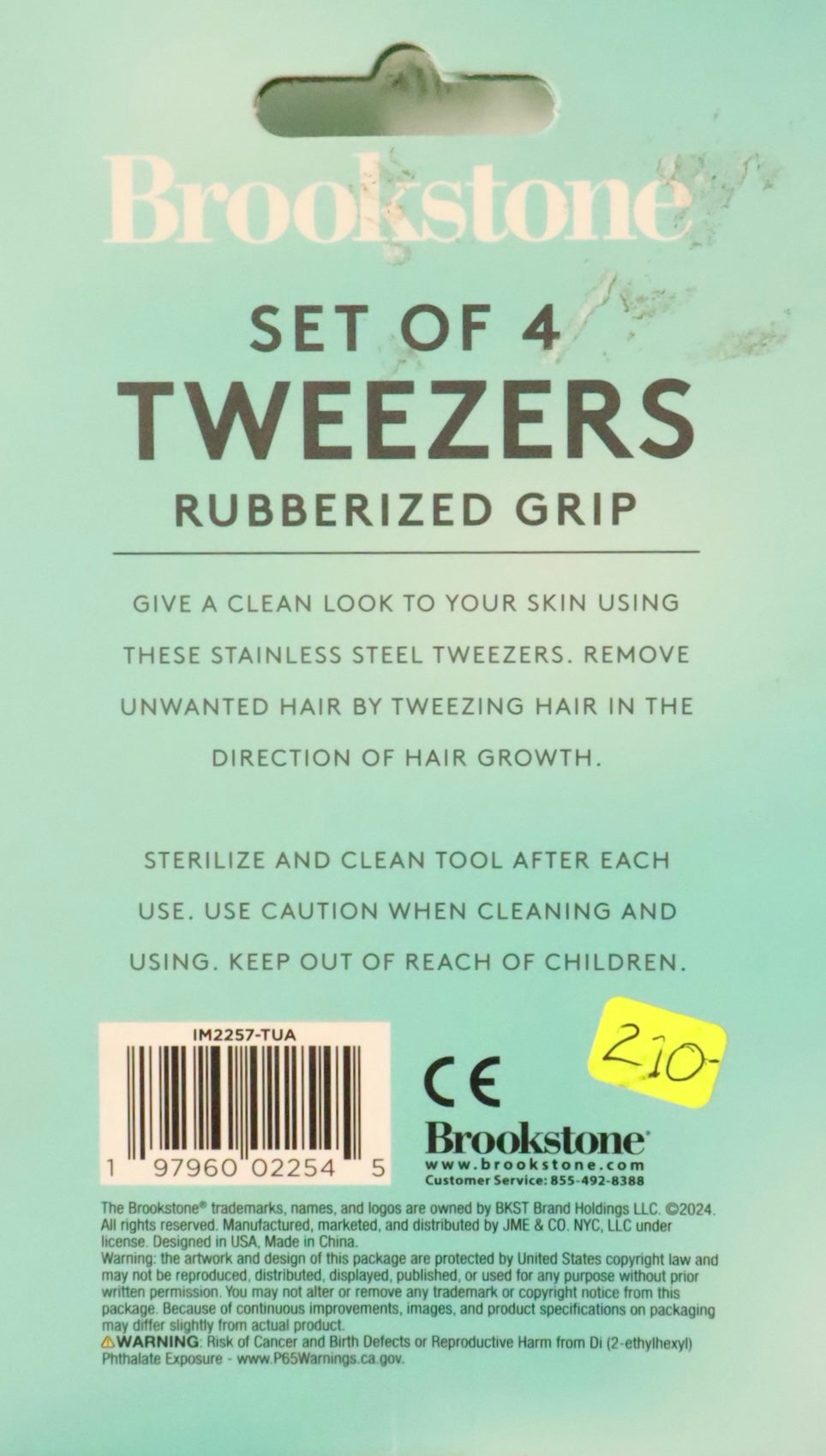 Brookstone | Set of 4 tweezers rubberized grip