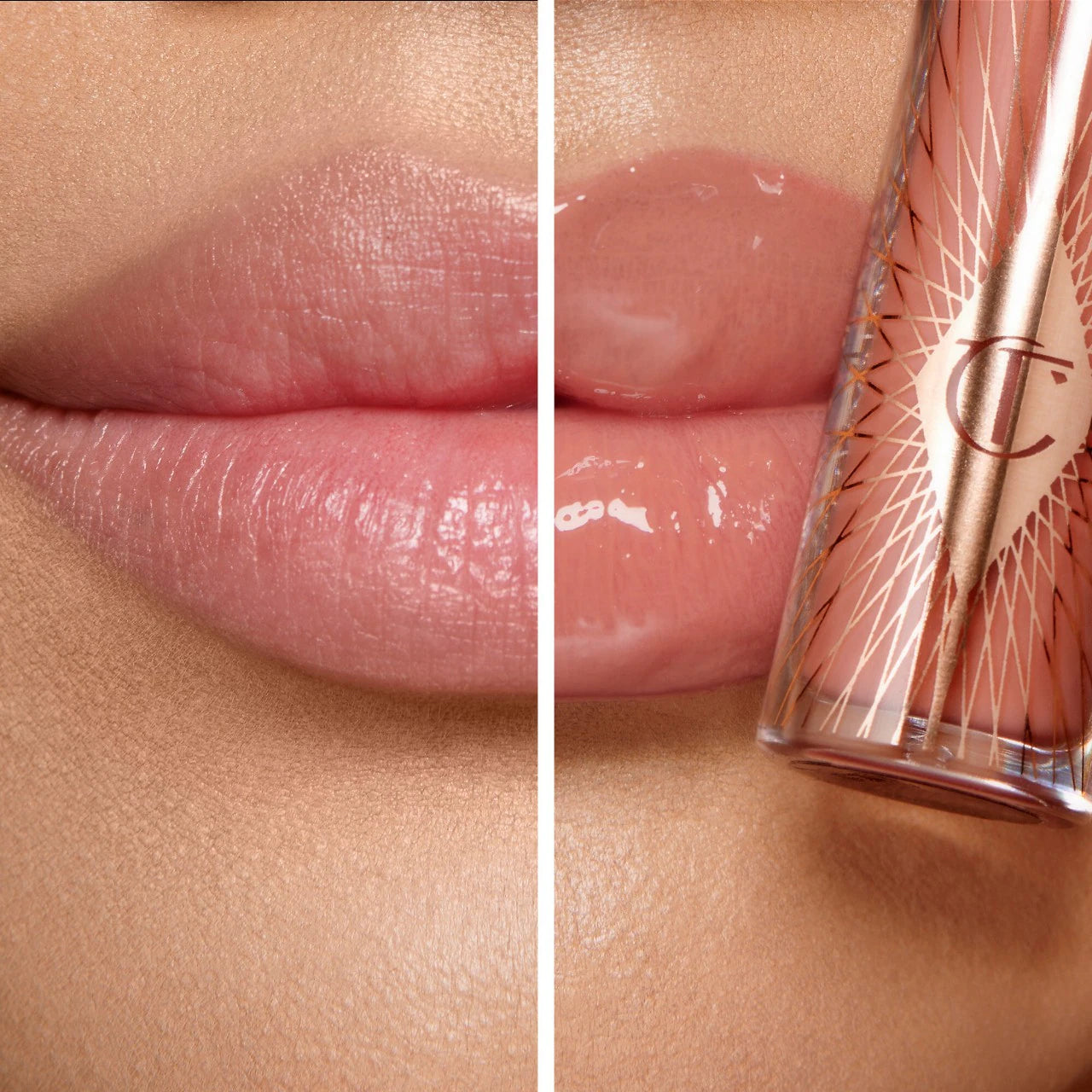 Mini Glossy Pink Lip Gloss + Lip Liner Set Nude Pink