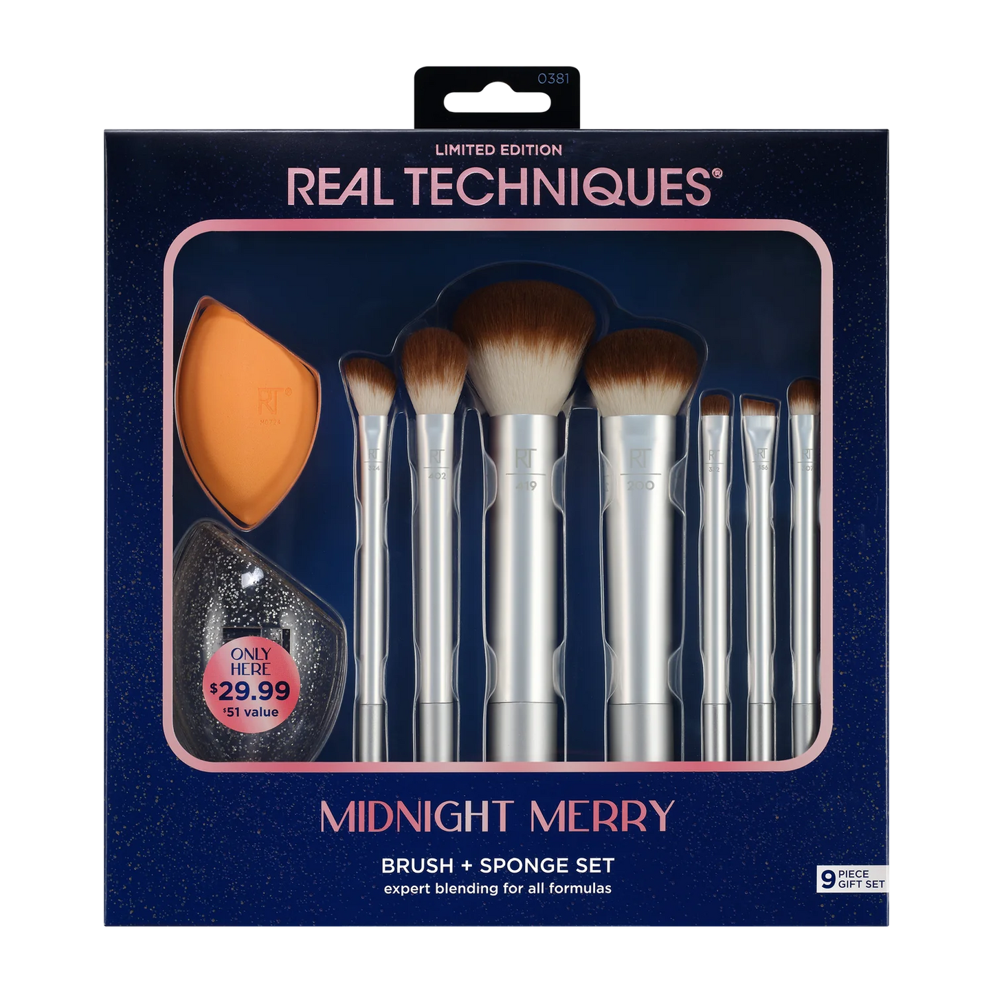 Real Techniques Midnight Merry Limited Edition Brush + Sponge Set