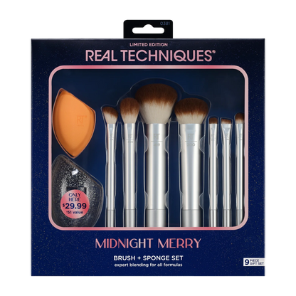 Real Techniques Midnight Merry Limited Edition Brush + Sponge Set