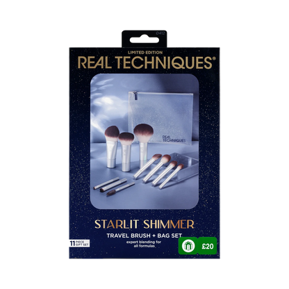 Real Techniques Starlit Shimmer Limited Edition Travel Brush + Bag Set