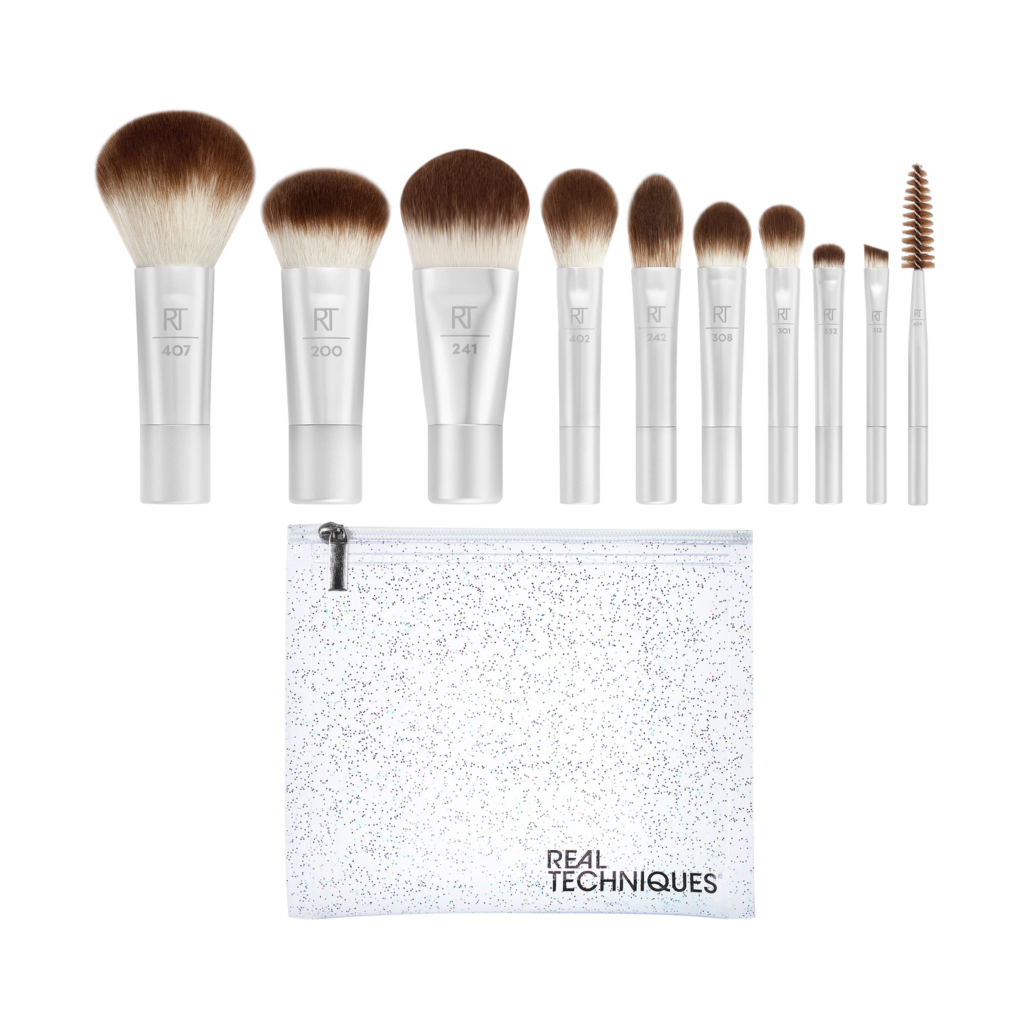 Real Techniques Starlit Shimmer Limited Edition Travel Brush + Bag Set