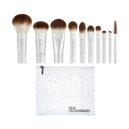 Real Techniques Starlit Shimmer Limited Edition Travel Brush + Bag Set