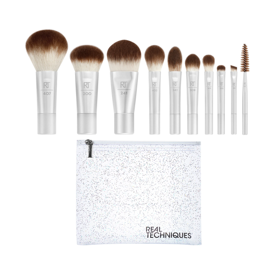 Real Techniques Starlit Shimmer Limited Edition Travel Brush + Bag Set