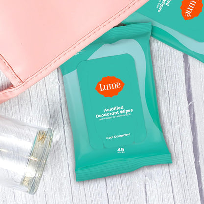 Lume Acidified Deodorant Wipes Cool Cucumber