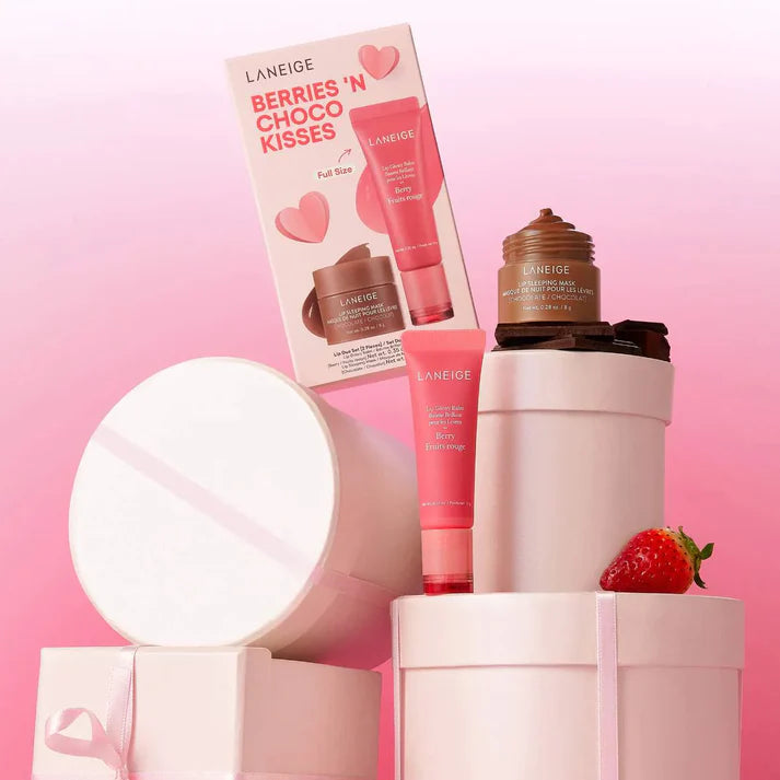 Laneige Berries N Choco Kisses Set: Lip Glowy Balm Berry