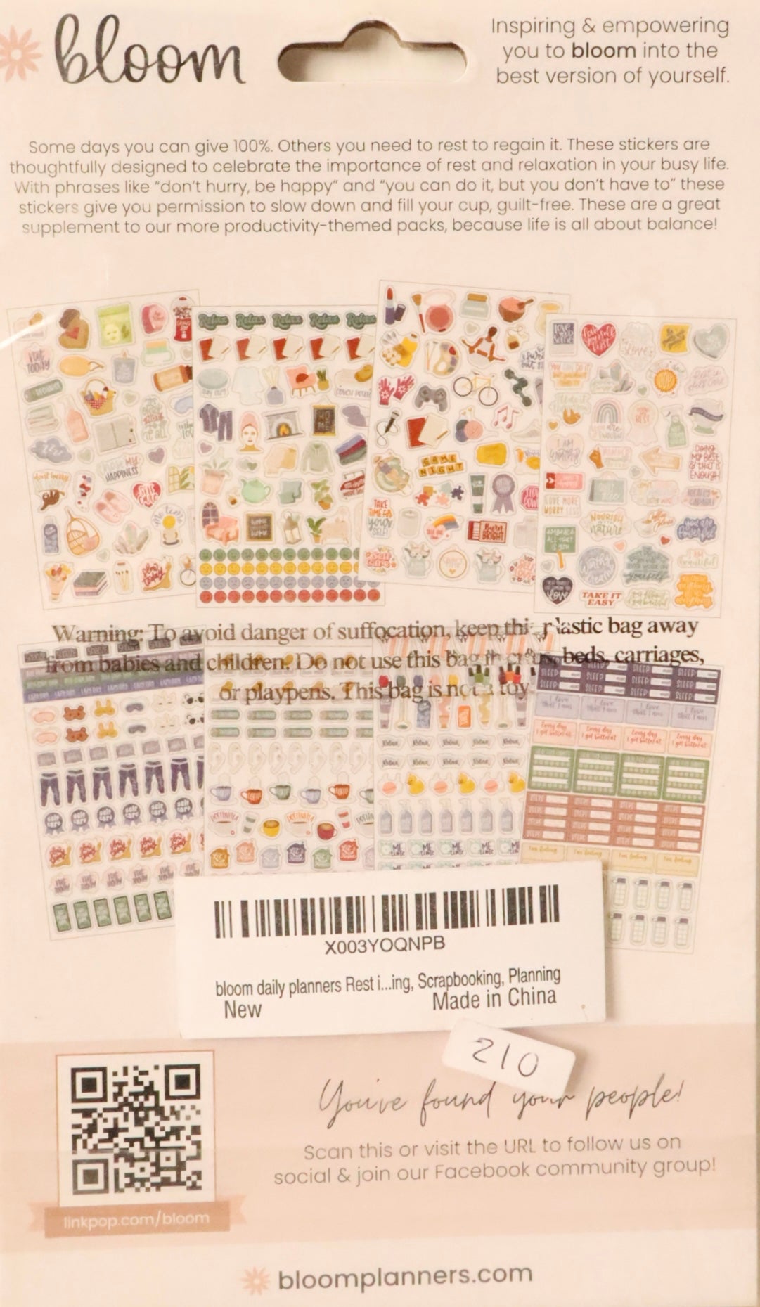 Bloom | Rest is self- Care sticker pack