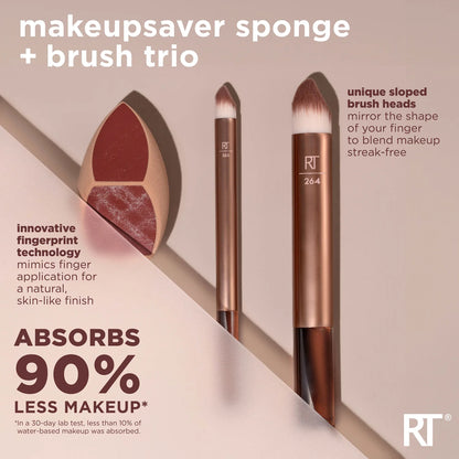 Real Techniques Makeupsaver Blending Sponge + Makeup Brush Trio