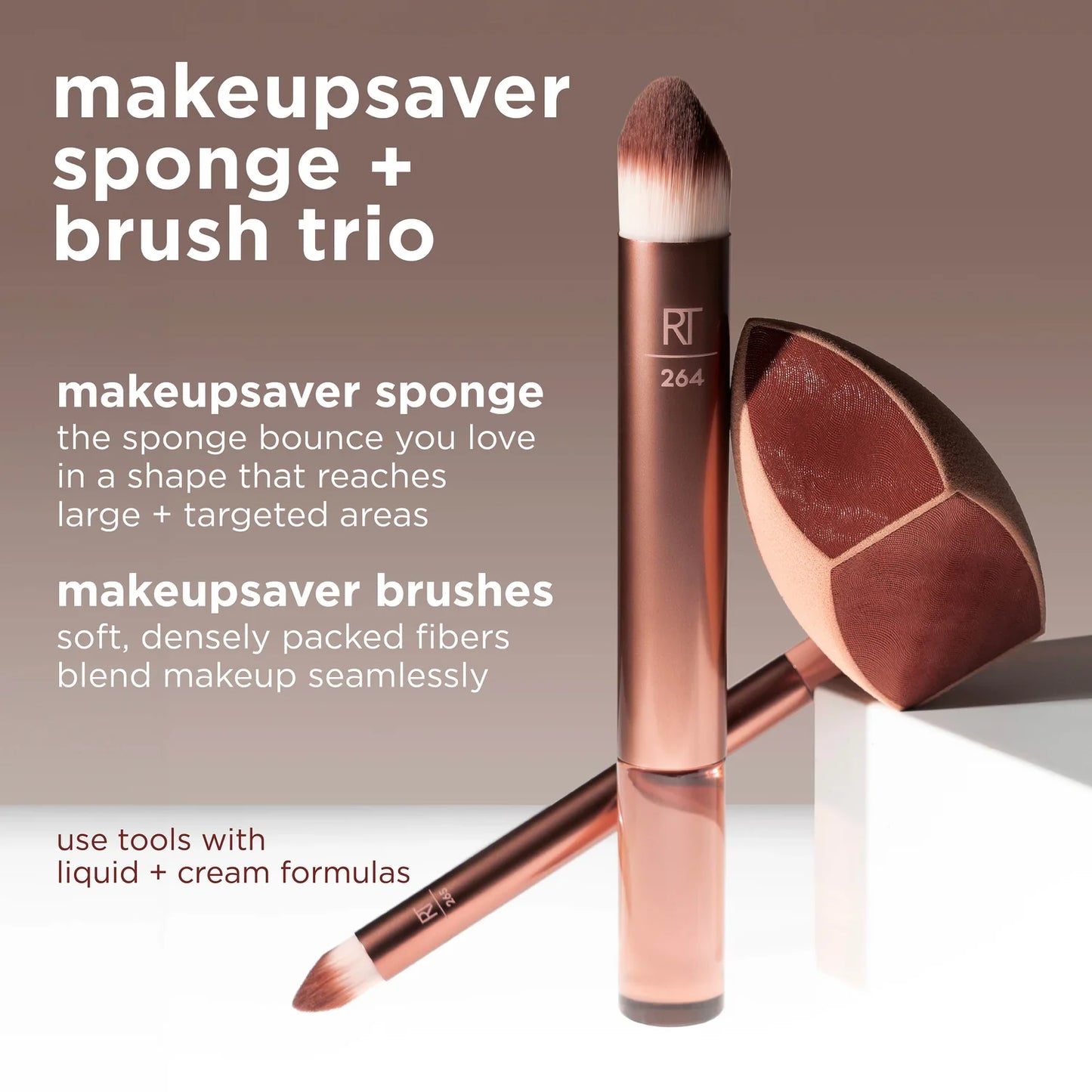 Real Techniques Makeupsaver Blending Sponge + Makeup Brush Trio