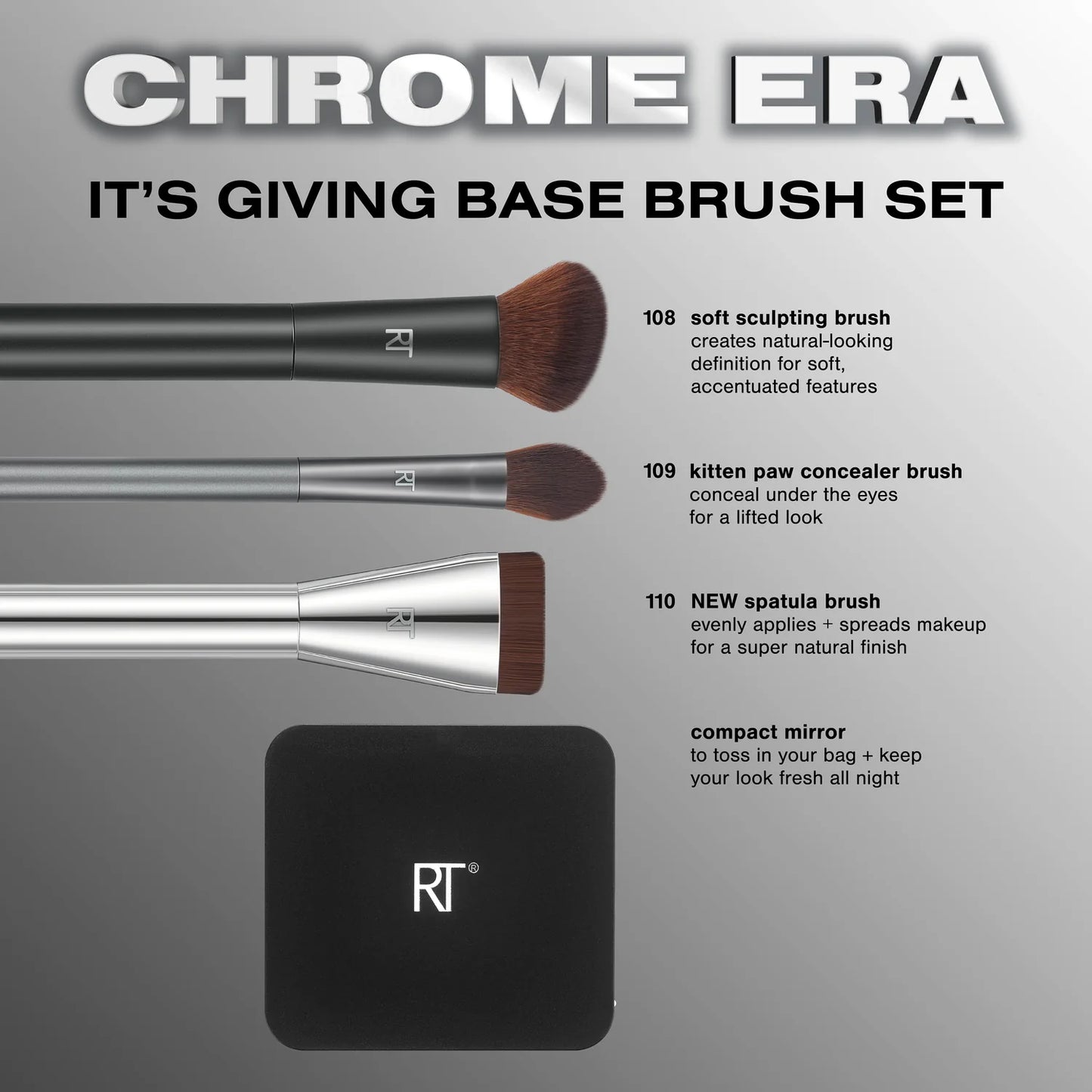 Real Techniques Chrome Era It's Giving Base Makeup Brush Set