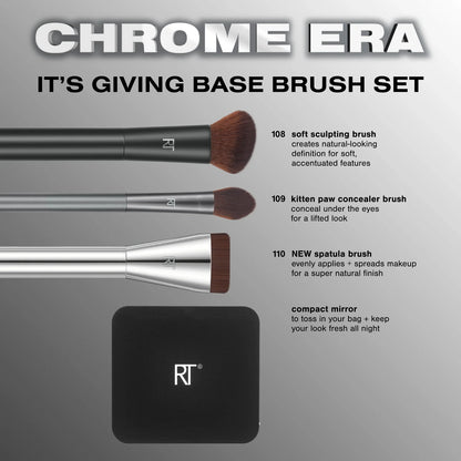 Real Techniques Chrome Era It's Giving Base Makeup Brush Set