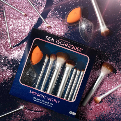 Real Techniques Midnight Merry Limited Edition Brush + Sponge Set