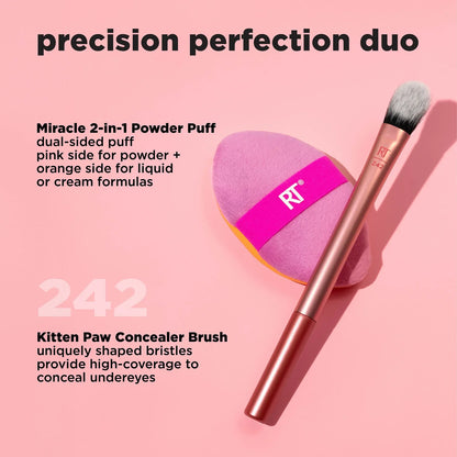 Real Techniques Precision Perfection Powder Puff + Makeup Brush Duo