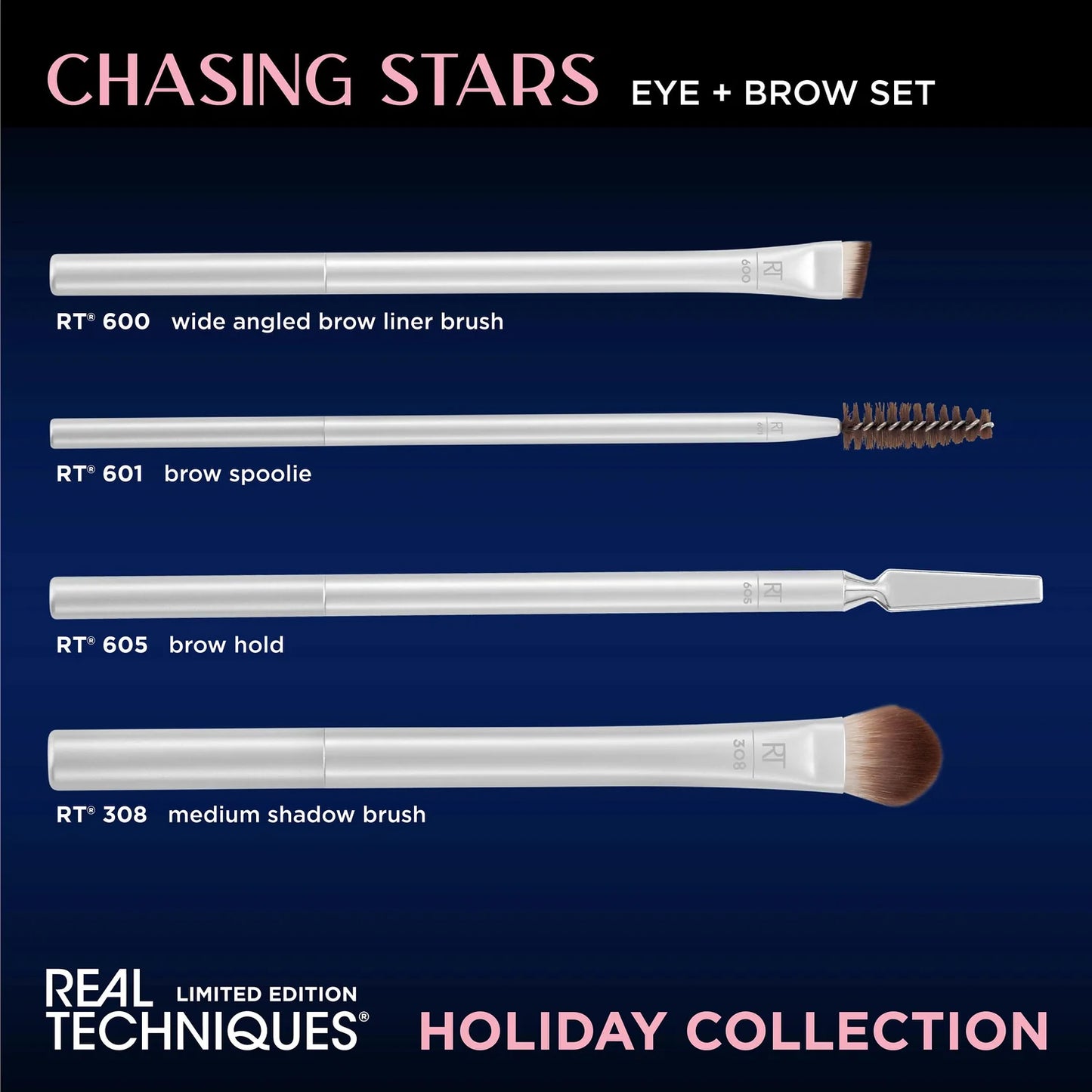 Real Techniques Chasing Stars Limited Edition Eye + Brow Brush Set