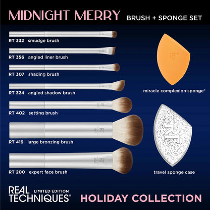 Real Techniques Midnight Merry Limited Edition Brush + Sponge Set