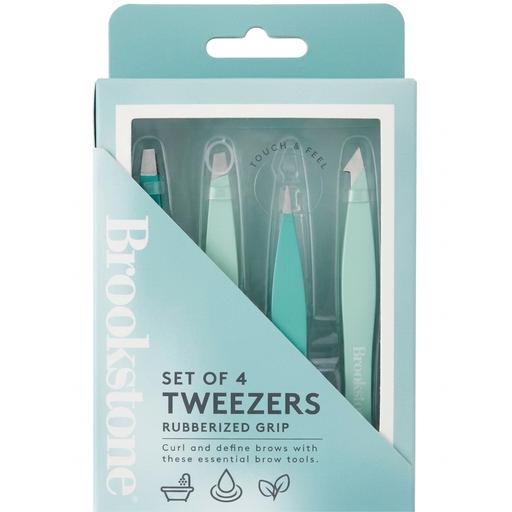 Brookstone | Set of 4 tweezers rubberized grip