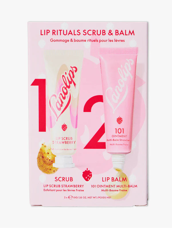 Lanolips	| 101 Ointment Strawberry Mini Lip Scrub & Balm Duo