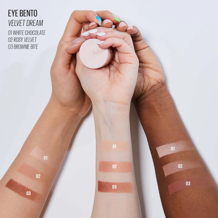 Kaja | Eye Bento Bouncy Eyeshadow Trio Color: Velvet Dream - white chocolate, rosy velvet, & brownie bite