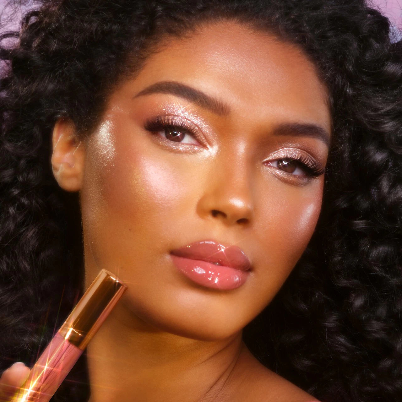Mini Glossy Pink Lip Gloss + Lip Liner Set Nude Pink