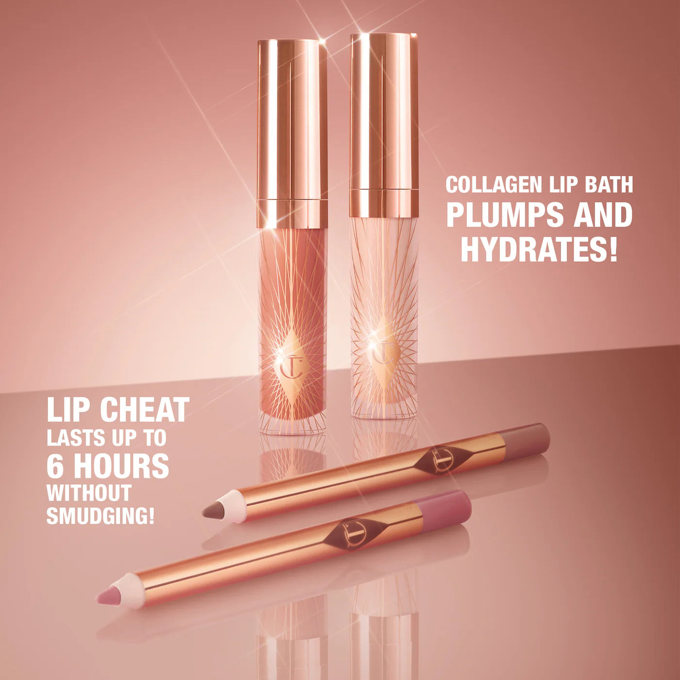 Mini Glossy Pink Lip Gloss + Lip Liner Set Fresh Pink