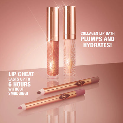 Mini Glossy Pink Lip Gloss + Lip Liner Set Fresh Pink